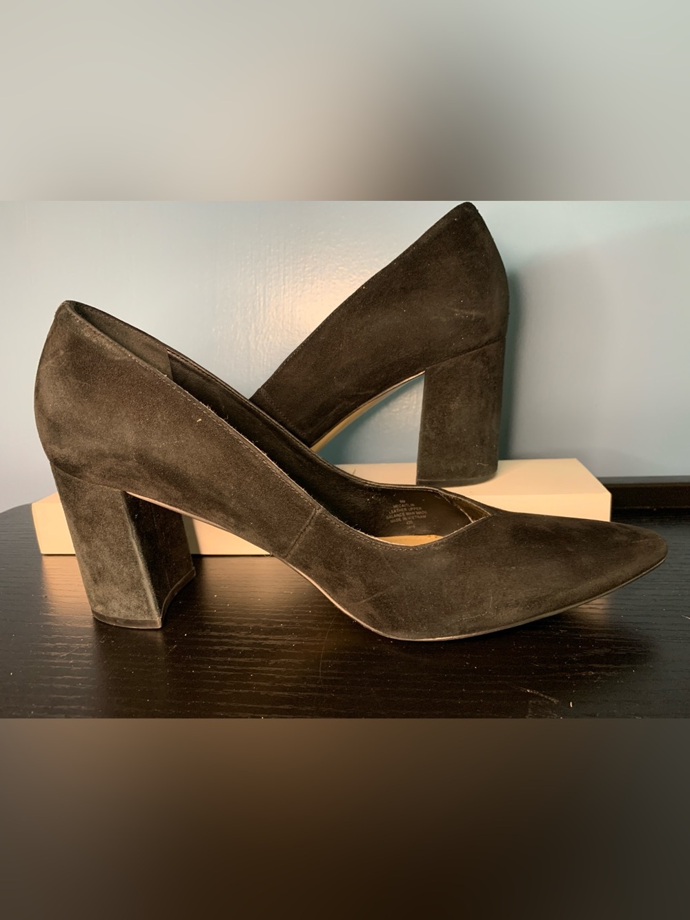 Marc Fisher Black Suede Block Heel Pumps